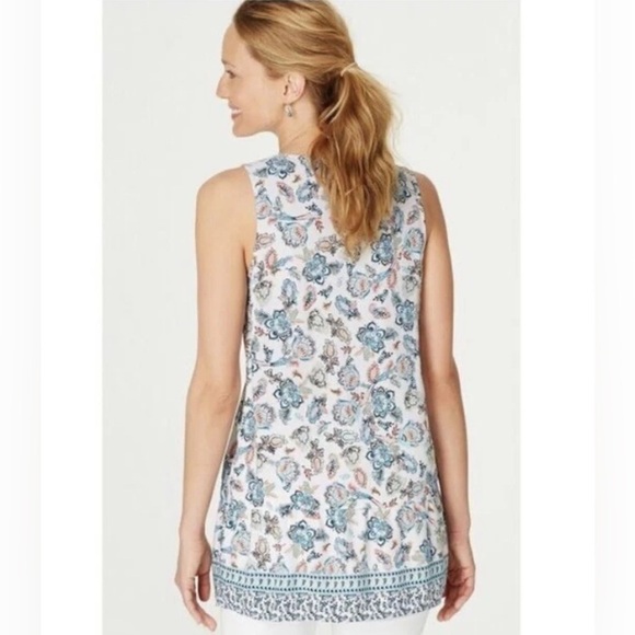 J. Jill Folkloric Boho Paisley Floral Tassel‎ Sleeveless Top Blouse Bohemian XL - Picture 3 of 14